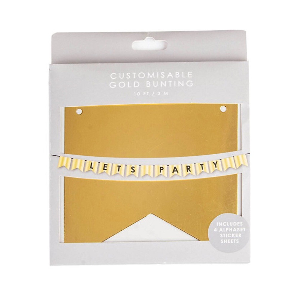 Talking Tables Customizable Party Banner Kit New In Box 10 Feet Gold 14 Pennants